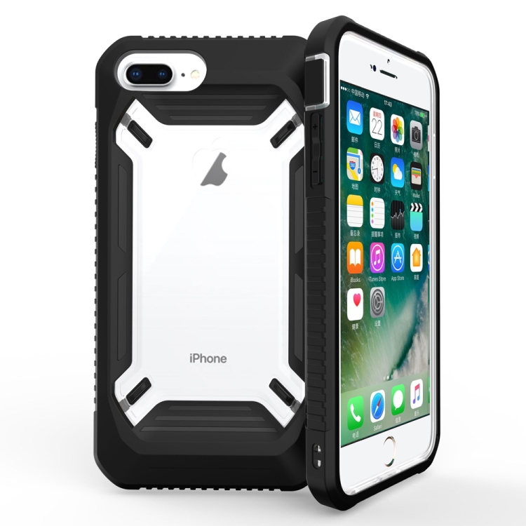 

Solid Color Transparent Shockproof PC+ TPU Case for iPhone 8 Plus & 7 Plus (Black)