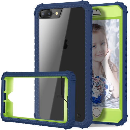 

Shockproof TPU + PC Universal Plate Case for iPhone 8 Plus & 7 Plus (Navy Blue+Green)