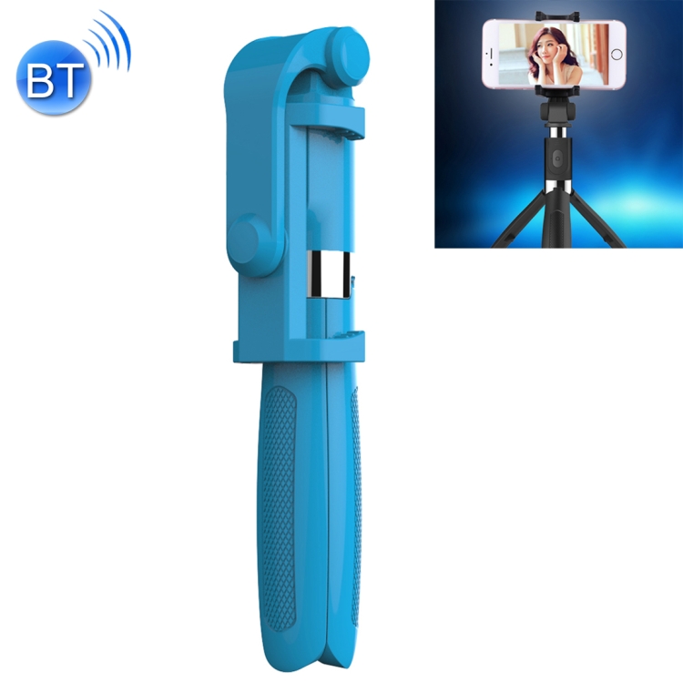 

2 in 1 Foldable Bluetooth Shutter Remote Selfie Stick Tripod for iPhone and Android Phones(Blue)