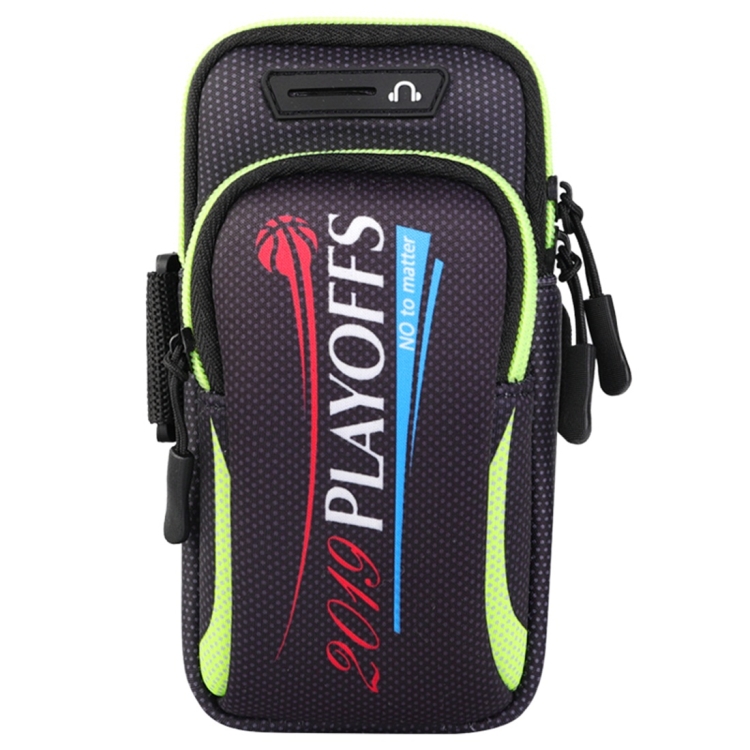 

Multi-functional Universal Double Layer Zipper Letter Sport Arm Case Phone Bag with Earphone Hole for 6.6 Inch or Below Smartphones (Green)