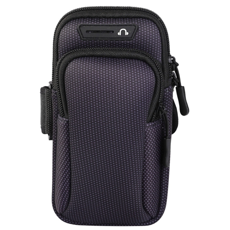 

Multi-functional Universal Double Layer Zipper Sport Arm Case Phone Bag with Earphone Hole for 6.6 Inch or Below Smartphones (Black)