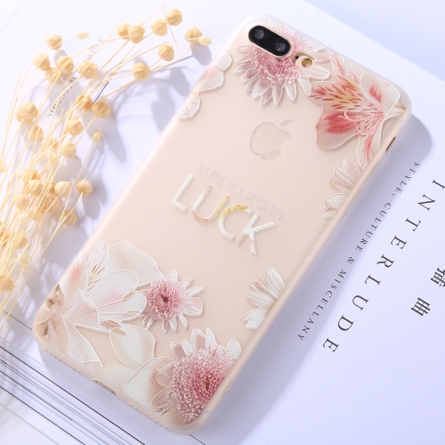 

For iPhone 8 Plus & 7 Plus Embossment LUCK Daisy Pattern Soft TPU Protective Case