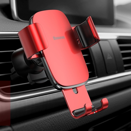 

Baseus Universal Car Air Vent Mount Aluminum Alloy + ABS Clamp Phone Gravity Holder Stand, For iPhone, Galaxy, Sony, Lenovo, HTC, Huawei and other Smartphones(Red)