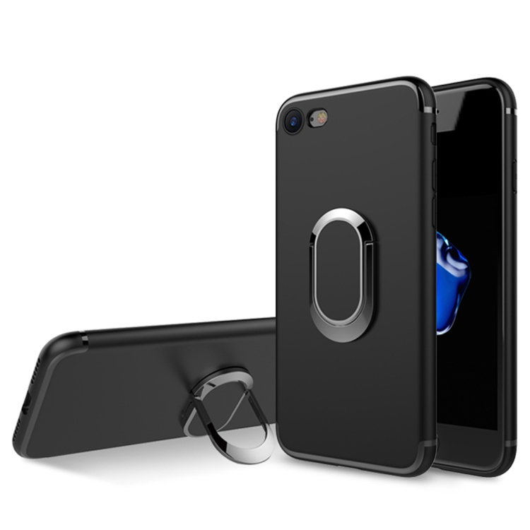 

Shockproof TPU Full Protective Case for iPhone 7 Plus / 8 Plus, with 360 Degree Rotation Holder (Black)