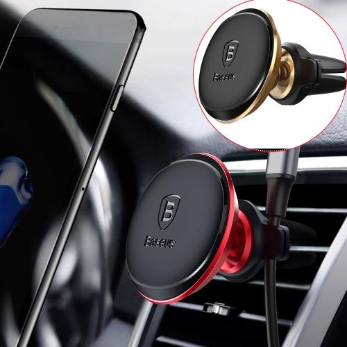 

Baseus Universal 360 Degree Rotation Magnetic Car Air Outlet Vent Mount Phone Holder with Cable Clip, For iPhone, Galaxy, Sony, Lenovo, HTC, Huawei, and other Smartphones(Gold)