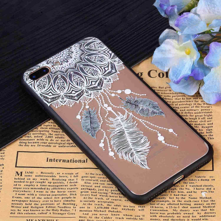

For iPhone 8 Plus & 7 Plus Feather Pattern TPU + PC Full Coverage Protective Back Case
