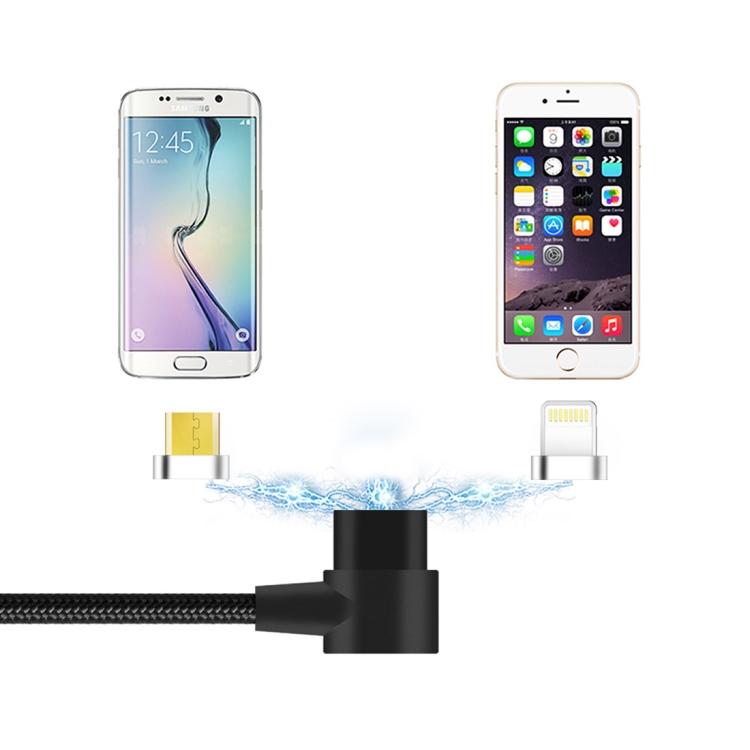 

YAOMAISI Q13 2 in 1 Micro USB + 8 Pin L-Head Aluminum Alloy Magnetic Charging Data Cable, For iPhone XR / iPhone XS MAX / iPhone X & XS / iPhone 8 & 8 Plus / iPhone 7 & 7 Plus / iPhone 6 & 6s & 6 Plus & 6s Plus / iPad(Black)