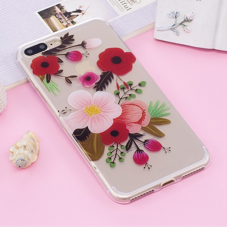 

For iPhone 8 Plus & 7 Plus Oil Painting Flowers Pattern TPU Protective Case
