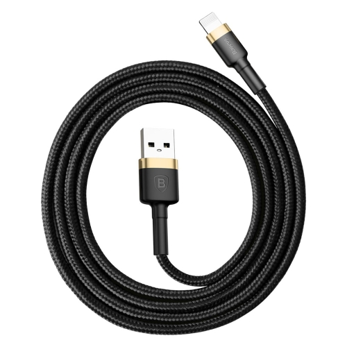 

Baseus CALKLF-B09 2.4A 1m High Density Nylon Weave USB Cable for Apple 8 Pin, For iPhone XR / iPhone XS MAX / iPhone X & XS / iPhone 8 & 8 Plus / iPhone 7 & 7 Plus / iPhone 6 & 6s & 6 Plus & 6s Plus / iPad (Black+Gold)