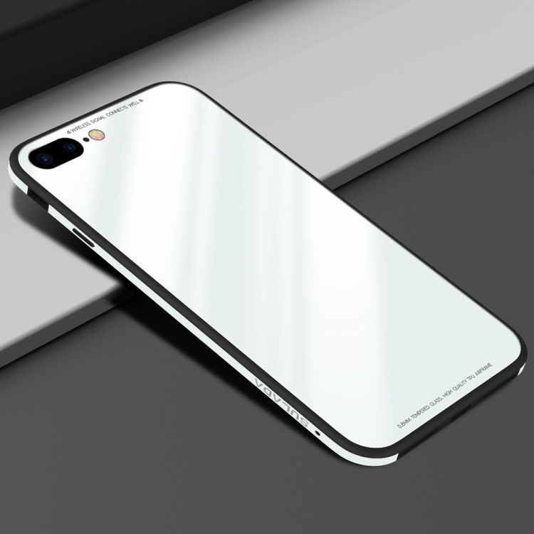 

SULADA Metal Frame Toughened Glass Case for iPhone 8 Plus & 7 Plus (White)