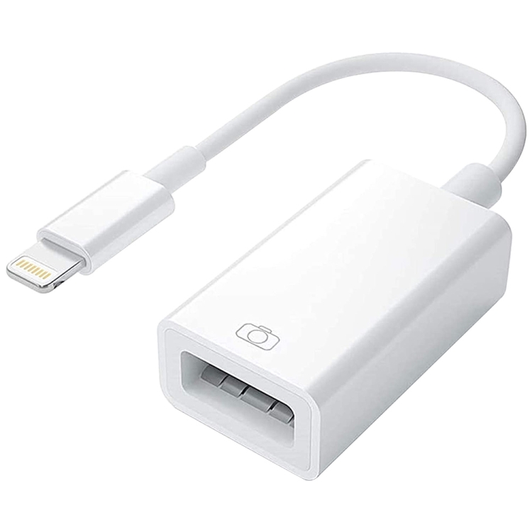 

8 Pin to Single USB Port Camera Adapter, Support iOS 9.2-11 System, For iPhone, iPad(White)