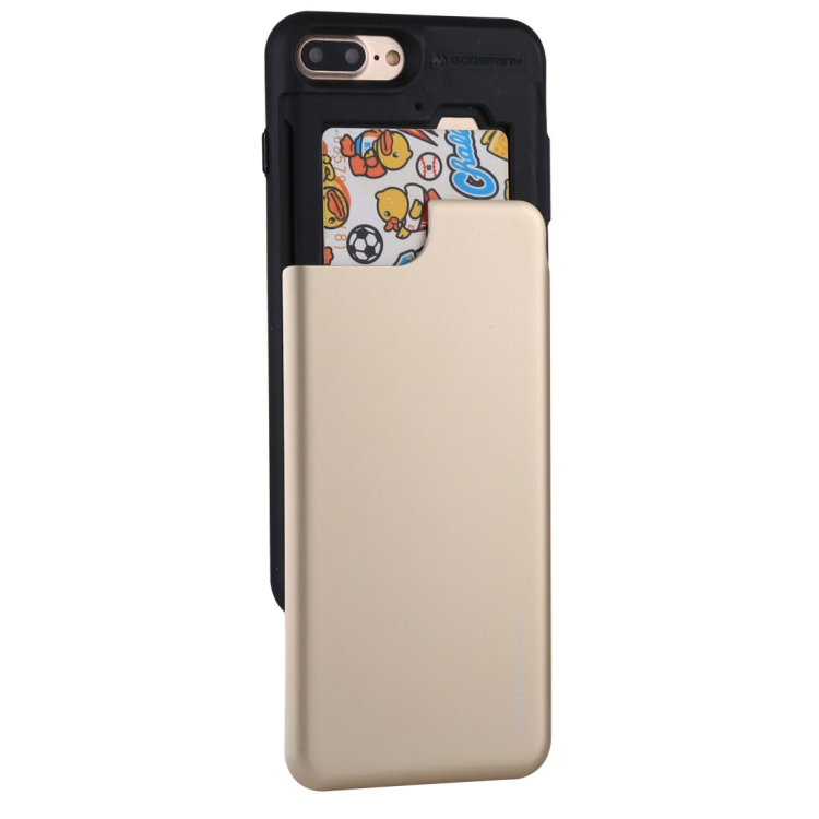 

MERCURY GOOSPERY for iPhone 8 Plus & 7 Plus TPU + PC Sky Slide Bumper Protective Back Case with Card Slot(Gold)