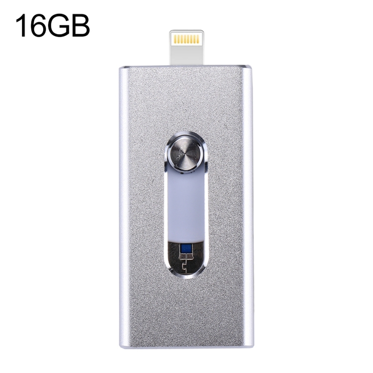 

RQW-02 3 in 1 USB 2.0 & 8 Pin & Micro USB 16GB Flash Drive, for iPhone & iPad & iPod & Most Android Smartphones & PC Computer(Silver)
