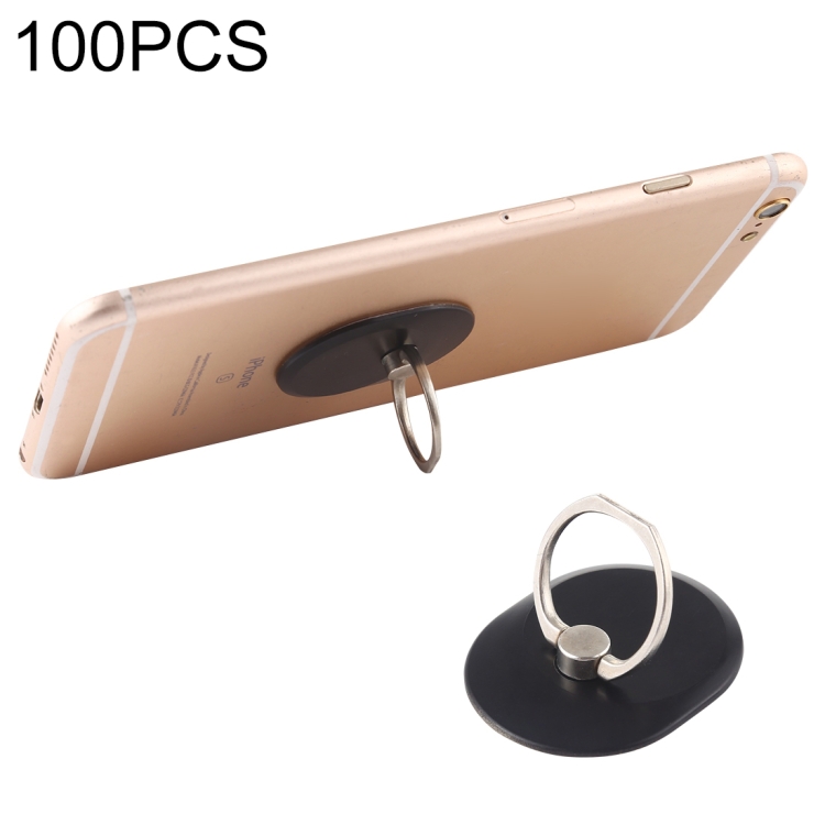 

100 PCS Universal Oval Shape 360 Degree Rotatable Ring Stand Holder for Almost All Smartphones(Black)