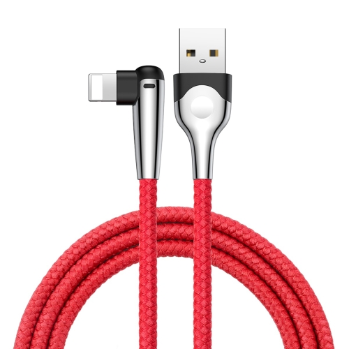 

Baseus MVP 2m 1.5A Nylon Braided Mobile Game Cord Elbow Type USB A to 8 Pin Data Sync Charge Cable with Indicator Light, For iPhone XR / iPhone XS MAX / iPhone X & XS / iPhone 8 & 8 Plus / iPhone 7 & 7 Plus / iPhone 6 & 6s & 6 Plus & 6s Plus / iPad (Red)