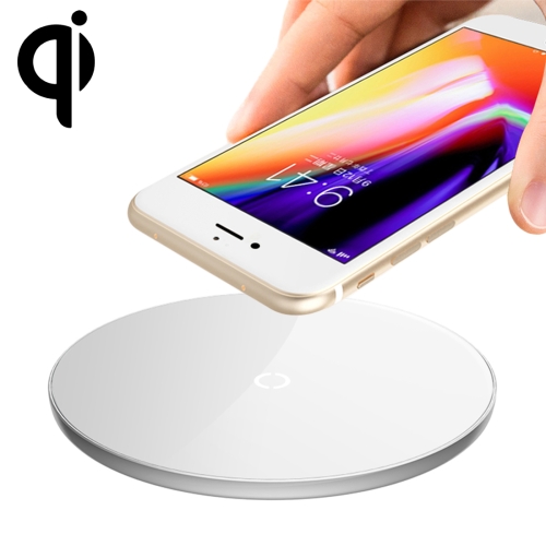 

Baseus Aluminium Alloy + Glass 10W Max Qi Wireless Charger Pad with 1.2m 8 Pin Cable, For iPhone, Galaxy, Huawei, Xiaomi, LG, HTC and Other Smart Phones(White)