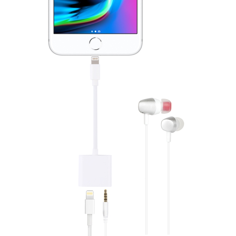 

8 Pin Female + 3.5mm Audio Female to 8 Pin Male Charging & Listening Converter Adapter, For iPhone XR / iPhone XS MAX / iPhone X & XS / iPhone 8 & 8 Plus / iPhone 7 & 7 Plus / iPhone 6 & 6s & 6 Plus & 6s Plus / iPad, Support iOS 11.3 System