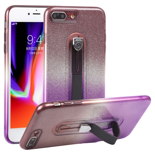 

Glitter Powder Gradient Color TPU Case for iPhone 8 Plus & 7 Plus, with Holder (Black+Purple)