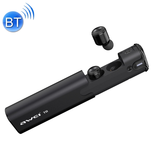 

AWEI T8 Mini 2 in 1 Headset Wireless Bluetooth V4.2 In-ear Stereo Earphone with Mic & Charging Dock Case, For iPhone, Samsung, Huawei, Xiaomi, HTC and Other Smartphones (Black)