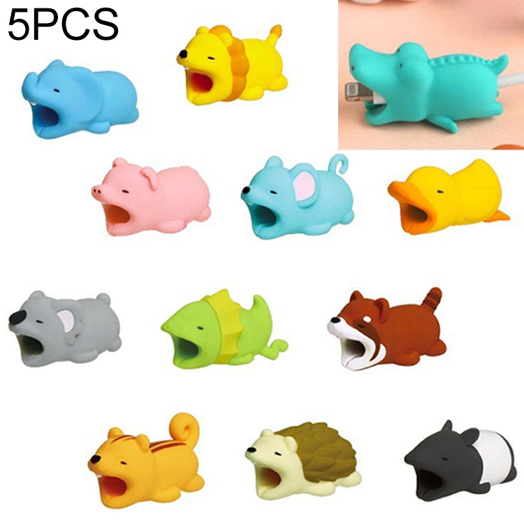 

5 PCS Cute Cartoon USB Data Cable Protector Anti Breaking Protective Sleeve, Random Color and Style Delivery