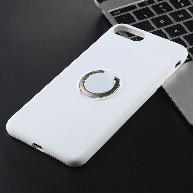 

Shockproof Pure Color Liquid Silicone Protective Case for iPhone 7 Plus / 8 Plus, with Invisible Holder(White)