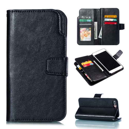 

Litchi Texture Horizontal Flip Leather Case for iPhone 7 Plus, with Nine Card Slots & Wallet & Photo Frame(Black)