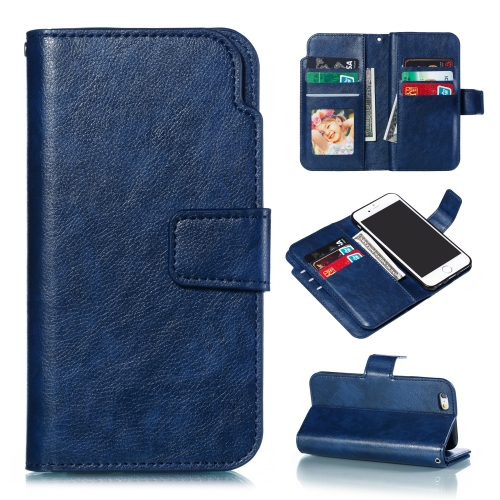 

Litchi Texture Horizontal Flip Leather Case for iPhone 7 / 8, with Nine Card Slots & Wallet & Photo Frame(Blue)