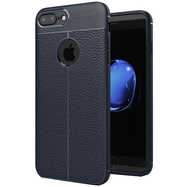 

For iPhone 8 Plus & 7 Plus Litchi Texture TPU Protective Back Cover Case (navy)