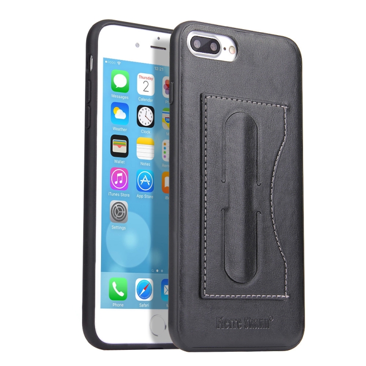 

Fierre Shann Full Coverage Protective Leather Case for iPhone 8 Plus & 7 Plus, with Holder & Card Slot(Black)
