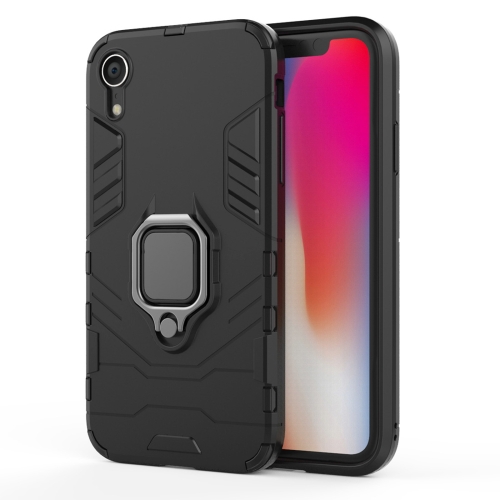 

PC + TPU Shockproof Protective Case with Magnetic Ring Holder For iPhone XR (Black)