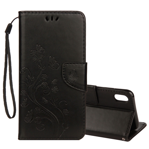 

Embossed Butterfly Pattern Horizontal Flip Leather Case with Card Slot & Holder & Wallet & Lanyard For iPhone XR (Black)