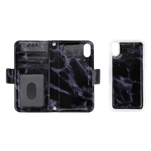 

Detachable Marble Pattern TPU+PU Leather Case with Card Slot & Wallet & Lanyard For iPhone XS Max 6.5 inch(Black)