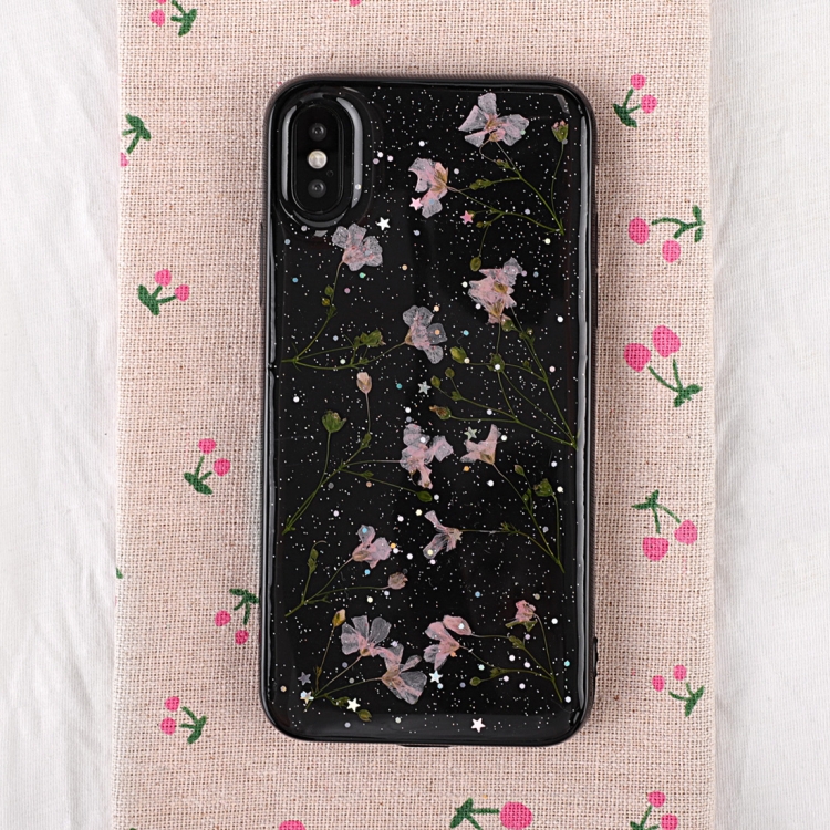 

Floral Pattern Soft Case For iPhone X / XS (Black+Pink)