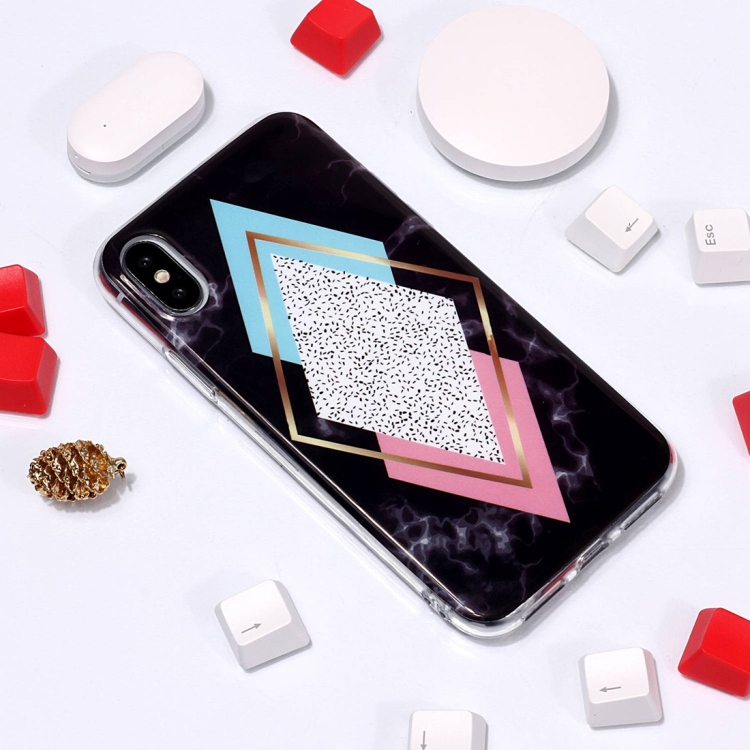 

Marble Pattern TPU Soft Protective Case For iPhone X / XS (Rhombus)