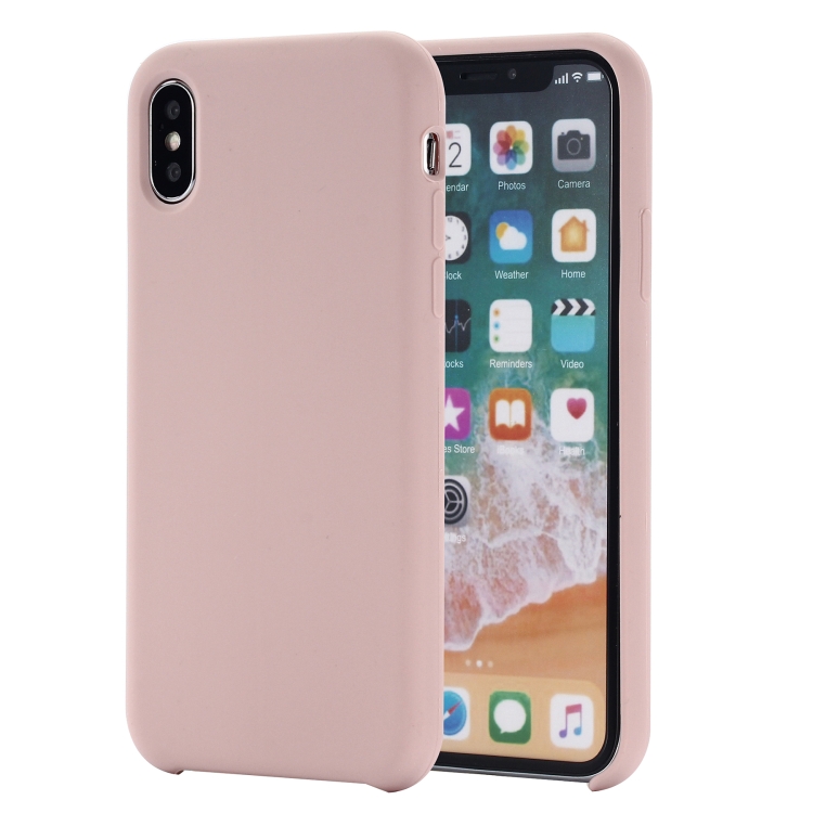 

Four Corners Full Coverage Liquid Silicone Protective Case Back Cover for iPhone X / XS(Rose Gold)