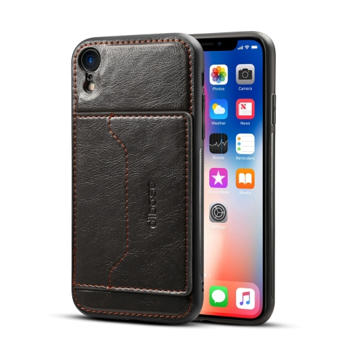 

Dibase TPU + PC + PU Crazy Horse Texture Protective Case for iPhone XR , with Holder & Card Slots(Black)