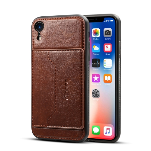 

Dibase TPU + PC + PU Crazy Horse Texture Protective Case for iPhone XR , with Holder & Card Slots(Coffee)