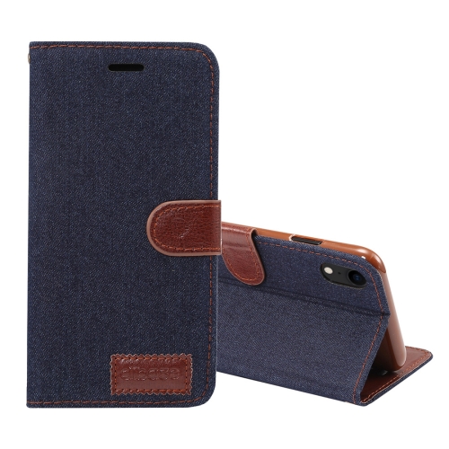 

Dibase Denim Texture Horizontal Flip Leather Case for iPhone XR, with Holder & Card Slots(Black)