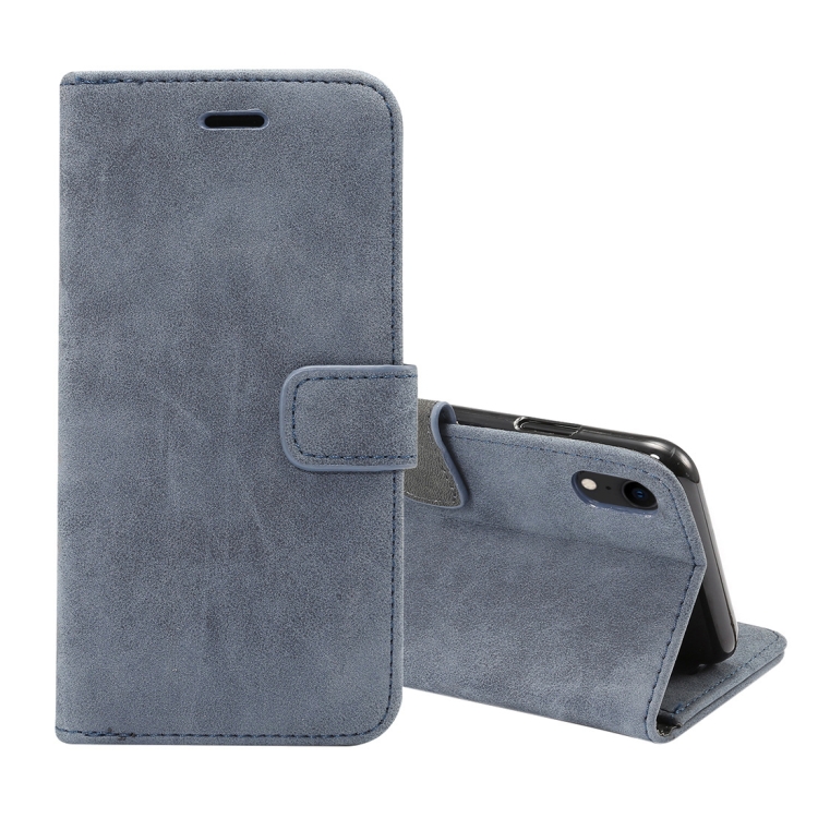 

Sheep Bar Material Horizontal Flip PU Leather Case for iPhone XR, with Holder & Card Slot & Wallet & Photo Frame(Dark Blue)