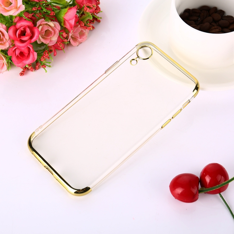 

Three Sections Electroplating Side TPU Protective Back Case for iPhone XR(Gold)