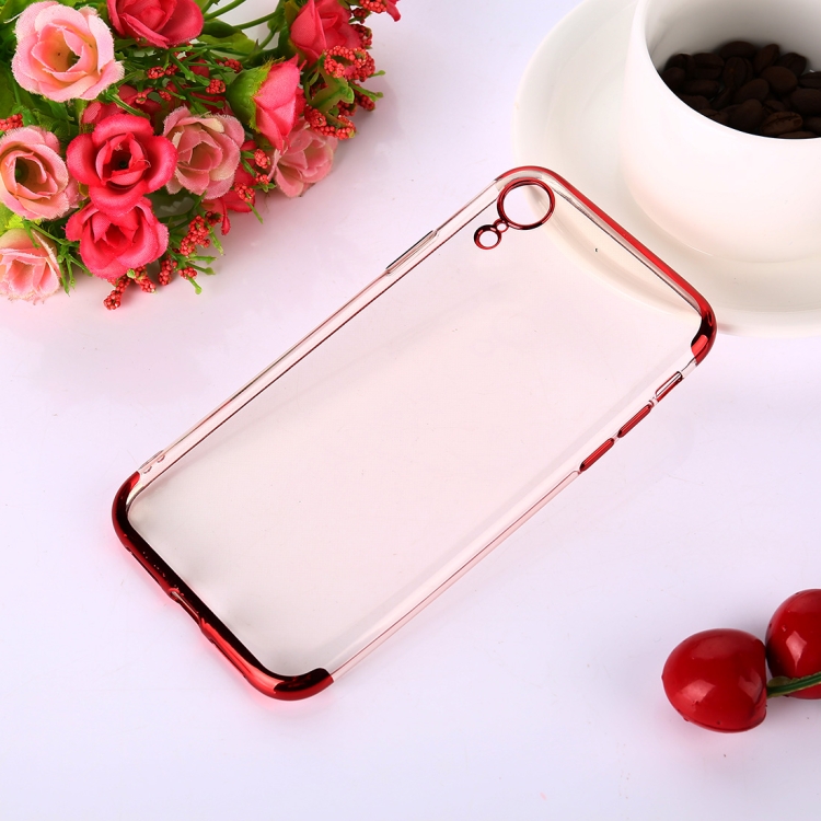 

Three Sections Electroplating Side TPU Protective Back Case for iPhone XR(Red)