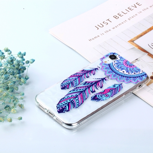 

Blue Feather Wind Chimes Pattern Diamond Texture Oil Embossed TPU Case for iPhone XR
