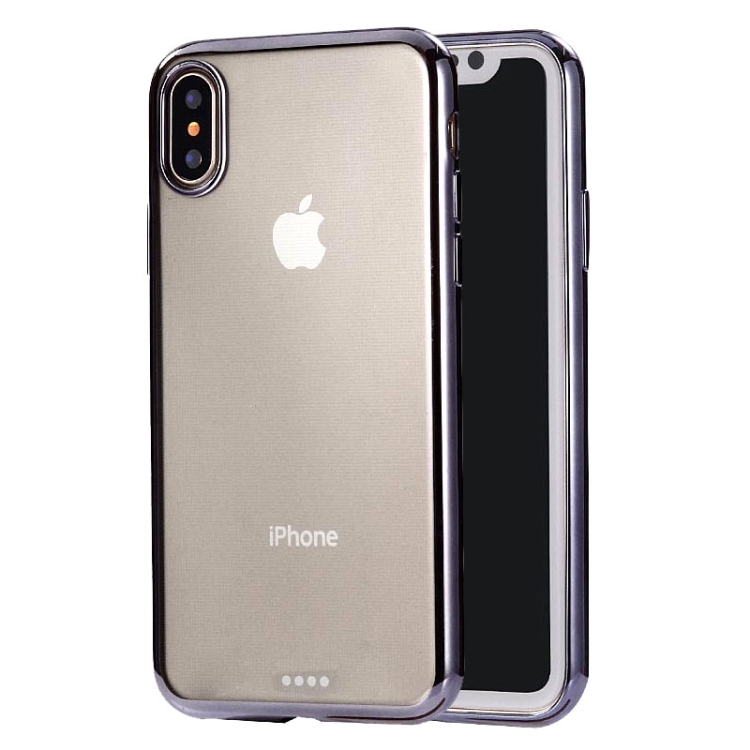 

Ultra-thin Electroplating Soft TPU Protective Back Cover Case for iPhone X / XS(Black)