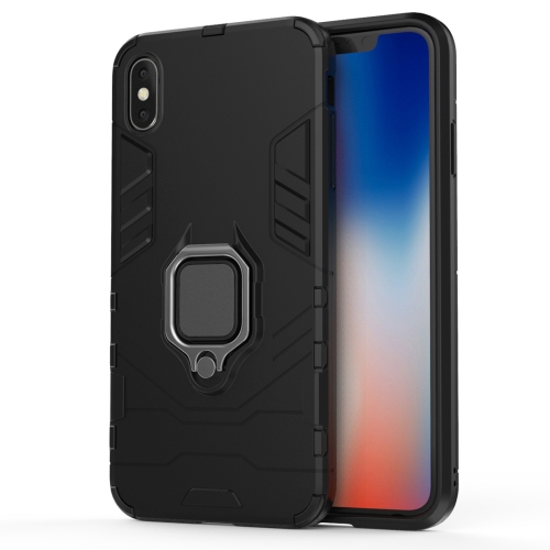 

PC + TPU Shockproof Protective Case with Magnetic Ring Holder For iPhone XS Max (Black)