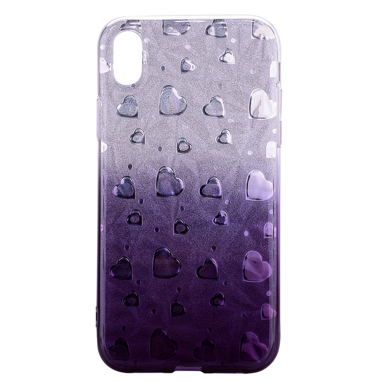 

Heart Pattern Diamond Texture TPU Protector Back Cover Case for iPhone XS Max(Grey)