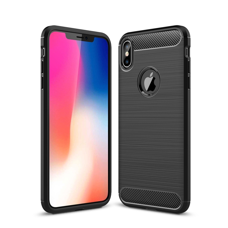 

Brushed Texture Carbon Fiber Shockproof TPU Protective Back Case for iPhone XS Max(Black)