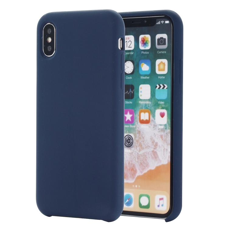 

Four Corners Full Coverage Liquid Silicone Protective Case Back Cover for iPhone XS Max 6.5 inch(Blue)