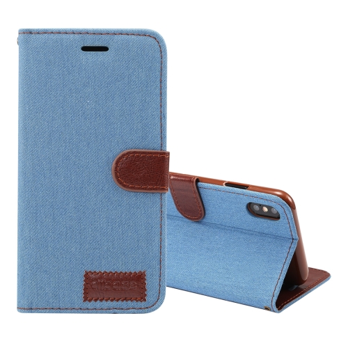 

Dibase Denim Texture Horizontal Flip Leather Case for iPhone XS Max , with Holder & Card Slots(Blue)