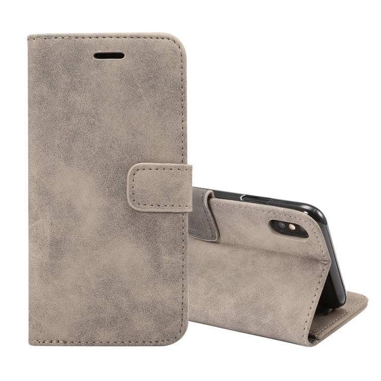 

Sheep Bar Material Horizontal Flip PU Leather Case for iPhone XS Max , with Holder & Card Slot & Wallet & Photo Frame(Grey)