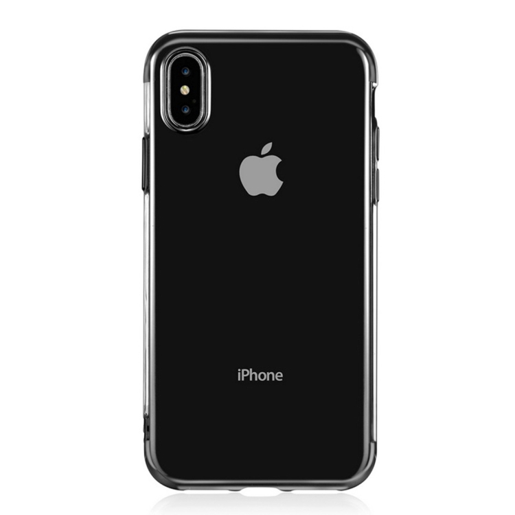 

Three Sections Electroplating Side TPU Protective Back Case for iPhone XS Max(Black)